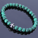 Handmade Men Women Gemstone Bracelet Malachite 925 Sterling Silver Cross DiyNotion BR398