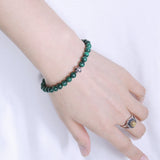 Handmade Men Women Gemstone Bracelet Malachite 925 Sterling Silver Cross DiyNotion BR398