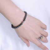 Handmade Men Women Gemstone Bracelet Hematite 925 Sterling Silver Cross DiyNotion BR400