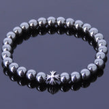 Handmade Men Women Gemstone Bracelet Hematite 925 Sterling Silver Cross DiyNotion BR400