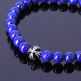 Handmade Men Women Gemstone Bracelet Lapis 925 Sterling Silver Cross DiyNotion BR402