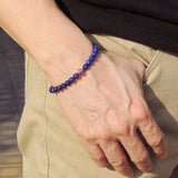 Handmade Men Women Gemstone Bracelet Lapis 925 Sterling Silver Cross DiyNotion BR402