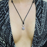 925 Sterling Silver CrossPendant Handmade Adjustable Wax Rope Necklace Men Women DiyNotion NK004