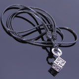 925 Sterling Silver Fleur de Lis Cube Pendant Handmade Adjustable Wax Rope Necklace Men Women DiyNotion NK005