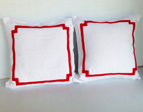 Trim Pillows, Trim Euro Shams, Border 22x22 Pillows, Unique Gift for her,Bedroom decor, Pillows with borders,