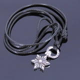 925 Sterling Silver CrossPendant Handmade Adjustable Wax Rope Necklace Men Women DiyNotion NK004