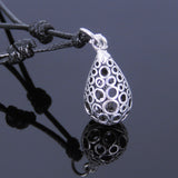 925 Sterling Silver Celtic Water Drop Pendant Handmade Adjustable Wax Rope Necklace Men Women DiyNotion NK010