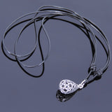 925 Sterling Silver Celtic Water Drop Pendant Handmade Adjustable Wax Rope Necklace Men Women DiyNotion NK010