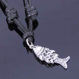 925 Sterling Silver Chinese Lucky Fish Pendant Handmade Adjustable Wax Rope Necklace Men Women DiyNotion NK011