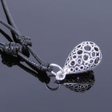 925 Sterling Silver Celtic Water Drop Pendant Handmade Adjustable Wax Rope Necklace Men Women DiyNotion NK010
