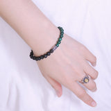 Handmade Men Women Gemstone Bracelet Malachite Lava Rock 925 Sterling Silver DiyNotion BR405