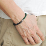 Handmade Men Women Gemstone Bracelet Malachite Lava Rock 925 Sterling Silver DiyNotion BR405