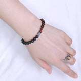 Handmade Men Women Gemstone Bracelet Red Tiger Eye Lava Rock 925 Sterling Silver DiyNotion BR403