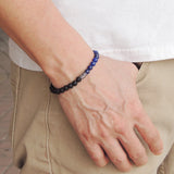 Handmade Men Women Gemstone Bracelet Lapis Lava Rock 925 Sterling Silver DiyNotion BR404