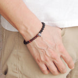 Handmade Men Women Gemstone Bracelet Red Tiger Eye Lava Rock 925 Sterling Silver Skull DiyNotion BR409