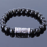 Handmade Men Women Gemstone Bracelet Black Obsidian 925 Sterling Silver Charm DiyNotion BR411