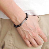 Handmade Men Women Gemstone Bracelet Black Obsidian 925 Sterling Silver Charm DiyNotion BR411