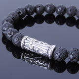 Handmade Men Women Bracelet Lava Rock 925 Sterling Silver Celtic Cross Charm DiyNotion BR410