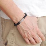 Handmade Men Women Bracelet Lava Rock 925 Sterling Silver Celtic Cross Charm DiyNotion BR410