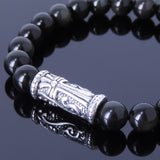 Handmade Men Women Gemstone Bracelet Black Obsidian 925 Sterling Silver Charm DiyNotion BR411