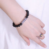 Handmade Men Women Gemstone Bracelet Black Obsidian 925 Sterling Silver Charm DiyNotion BR411