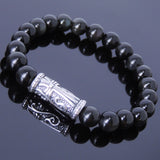 Handmade Men Women Gemstone Bracelet Black Obsidian 925 Sterling Silver Charm DiyNotion BR411