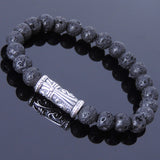 Handmade Men Women Bracelet Lava Rock 925 Sterling Silver Celtic Cross Charm DiyNotion BR410