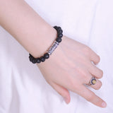 Handmade Men Women Bracelet Lava Rock 925 Sterling Silver Celtic Cross Charm DiyNotion BR410