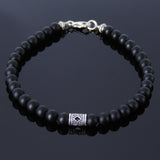 Handmade Men Women Gemstone Bracelet Matte Black Onyx 925 Sterling Silver Celtic Bead Clasp DiyNotion BR171