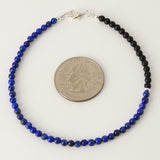 Lapis Matte Black Onyx Anklet Gemstone 925 Sterling Silver Clasp for Men Women DiyNotion Handmade AN002