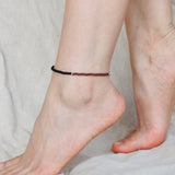 Garnet Matte Black Onyx Anklet Gemstone 925 Sterling Silver Clasp for Men Women DiyNotion Handmade AN003