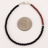Garnet Matte Black Onyx Anklet Gemstone 925 Sterling Silver Clasp for Men Women DiyNotion Handmade AN003