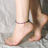 Amethyst Matte Black Onyx Anklet Gemstone 925 Sterling Silver Clasp for Men Women DiyNotion Handmade AN008