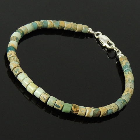 Jasper Stone Anklet Gemstone 925 Sterling Silver Clasp for Men Women DiyNotion Handmade AN004