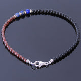 Garnet Lapis Anklet Matte Black Onyx Gemstone 925 Sterling Silver Clasp for Men Women DiyNotion Handmade AN007
