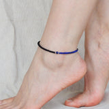 Lapis Matte Black Onyx Anklet Gemstone 925 Sterling Silver Clasp for Men Women DiyNotion Handmade AN009