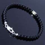Matte Black Onyx Anklet Gemstone 925 Sterling Silver Bead Clasp for Men Women DiyNotion Handmade AN018