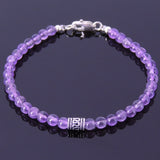 Amethyst Anklet Gemstone 925 Sterling Silver Bead Clasp for Men Women DiyNotion Handmade AN014