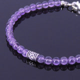 Amethyst Anklet Gemstone 925 Sterling Silver Bead Clasp for Men Women DiyNotion Handmade AN014