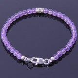 Amethyst Anklet Gemstone 925 Sterling Silver Bead Clasp for Men Women DiyNotion Handmade AN014