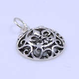 S925 Sterling Silver 17mm Celtic Vintage Round Fleur de Lis Pendant 3g Wholesale Retail WSP224
