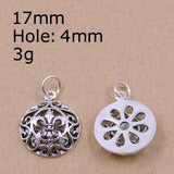 S925 Sterling Silver 17mm Celtic Vintage Round Fleur de Lis Pendant 3g Wholesale Retail WSP224