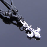 925 Sterling Silver Fleur de Lis Pendant Handmade Adjustable Wax Rope Necklace Men Women DiyNotion NK012