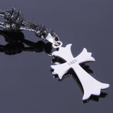 Men's Women Handmade Adjustable Necklace with 925 Sterling Silver Cross Pendant Wax Rope DiyNotion NK014