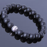 Handmade Men Women Gemstone Bracelet Matte Black Onyx 925 Sterling Silver Bead DiyNotion BR172