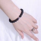 Handmade Men Women Gemstone Bracelet Matte Black Onyx 925 Sterling Silver Bead DiyNotion BR172