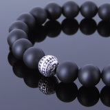 Handmade Men Women Gemstone Bracelet Matte Black Onyx 925 Sterling Silver Bead DiyNotion BR172