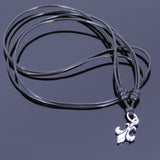 925 Sterling Silver Fleur de Lis Pendant Handmade Adjustable Wax Rope Necklace Men Women DiyNotion NK012
