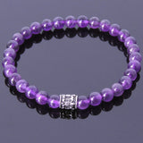 Handmade Men Women Gemstone Bracelet Amethyst 925 Sterling Silver Fleur de Lis DiyNotion BR419E