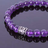 Handmade Men Women Gemstone Bracelet Amethyst 925 Sterling Silver Fleur de Lis DiyNotion BR419E